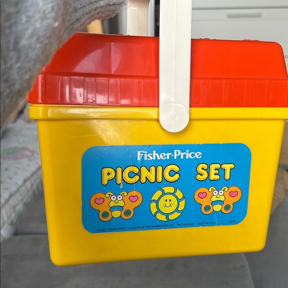 Vintage Fisher-Price Yellow and Red Picnic Set - Picture 7 of 7